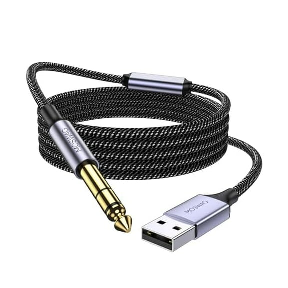 YJJSKEJI USB to 6.35 YJJSKEJIo Cable, USB to 4/1 Guitar Cable with Recording Professional Musical Instrument Cable for Guitar, Bass, Amplifier, Speakers etc.