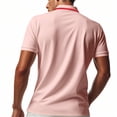 thumbnail image 4 of FOPSUFGWFO Men Polo Shirts Casual Breathable Short Sleeve Golf Shorts With Pocket Classic Fit Soft Daily Wear Blouses For Male Sports Hiking Pink L, 4 of 5