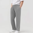 thumbnail image 2 of kpoplk Boy's Sweatpants Straight Leg Athletic Open Bottom Pants High Waisted Drawstring Active Joggers with Pockets(Light Gray,7-8 Y), 2 of 9