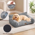thumbnail image 3 of Exclusivo Mezcla Sofa Pet Bed with Raised Backrest for Small Dogs, 24"x18" Cozy Plush Cord Couch Dog Bed, Removable Washable Cover, Sage Grey, 3 of 6
