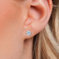 thumbnail image 3 of Gem Stone King 14K White Gold Sky Blue Topaz Stud Earrings for Women Men (1.00 Cttw, Gemstone Birthstone, Round 5MM), 3 of 6