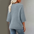 thumbnail image 6 of Warop 3/4 Sleeve Sweaters for Women Fall Clothes Tunic Tops Casual Solid Color Crewneck Pullover Basic Ribbed Knit Shirts, 6 of 6