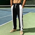 thumbnail image 2 of Mens Color Block Baggy Sweatpants Straight Track Pants Casual Athletic Travel Black S, 2 of 9