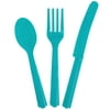 Assorted Plastic Silverware for 8, Terrific Teal, 24pc