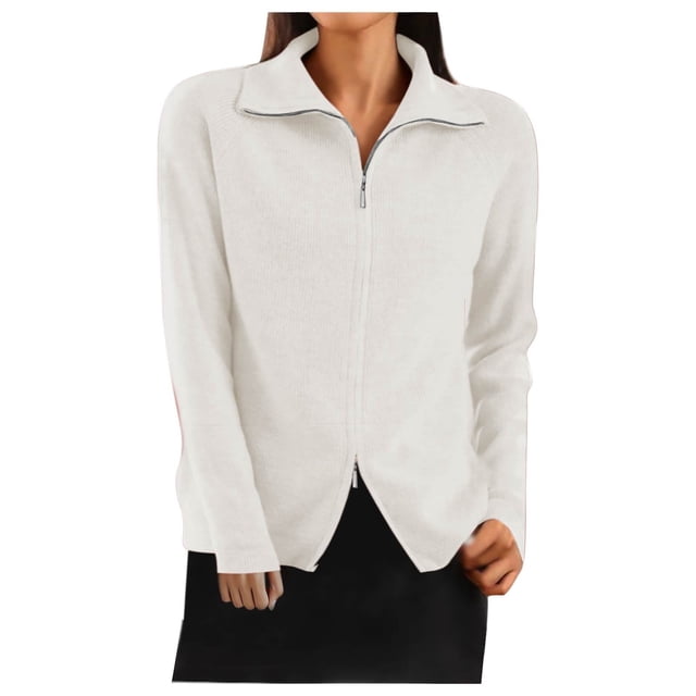 cfhntfmh Chandails pour Femmes à Fermeture Éclair Complète Chandail Chaud Uni Veste Décontractée à Manches Longues Chandail Mode 2024 Veste Mode d'Automne