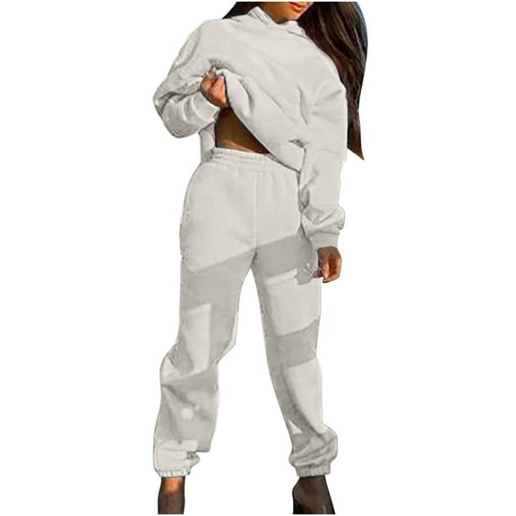 Women Jogger Outfit Matching Sweatsuits Long Sleeve Hooded Sweatshirt and Sweatpants 2 Piece Sports Sets Tracksuit