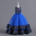 thumbnail image 5 of Vestido infantil con lentejuelas, vestido infantil con lazo, vestido de princesa para niña, vestido de niña de flores para actuación de piano, 5 of 5