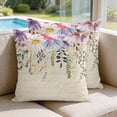 thumbnail image 2 of 16x16 Pillow Covers Set of 2, Wild Flowers Square Throw Pillow Covers for Couch/Sofa/Living Room, Vintage Country Floral Leaf Plant Beige Decorative Soft Pillowcases for Couch Throw Pillows, 2 of 9