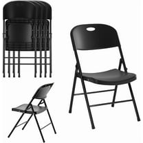 CozyBox Durable Folding Chair for Adults, Portable Plastic Stackable Chair for Outdoor Patio, Parties, or Indoor Seating (Black)(4 Pack)