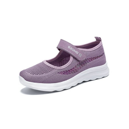 

Colisha Ladies Sneakers Casual Flats Mesh Mary Jane Women Lightweight Walking Shoes Comfort Purple 7.5