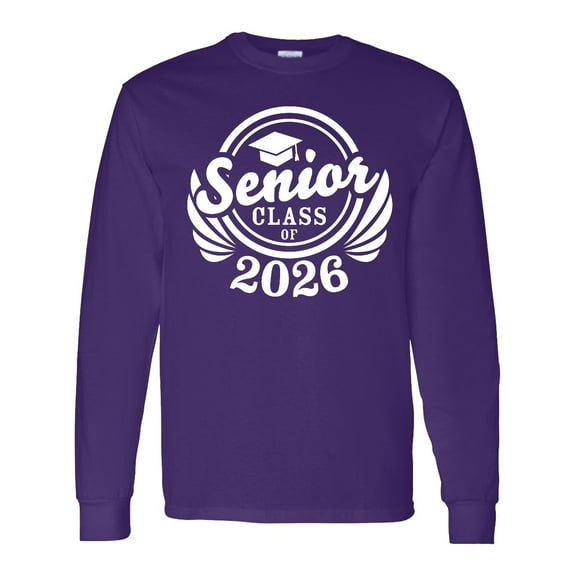 Inktastic Senior Class of 2026 in White with Graduation Cap Long Sleeve T-Shirt
