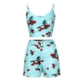 thumbnail image 3 of Ichuanyi Womens Shirts , Fashion Women Printed Sleeveless Camis V-Neck Blouse+Shorts Hot Pants Set, 3 of 9