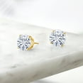 thumbnail image 4 of Gem Stone King 18K Yellow Gold Plated Silver Moissanite Stud Earrings for Women Men (8.00cttw, Round 10mm), 4 of 4