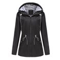 thumbnail image 5 of Hanerdun Women Rain Coats Hooded Jacket Female Zipper Pocket Rainwear Black XL, 5 of 6
