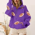 thumbnail image 3 of Women Oversized Game Day Hoodies Long Sleeve Half Zipper Pullover Sequins Football Print Sweatshirt with Kangaroo Pocket, 3 of 4