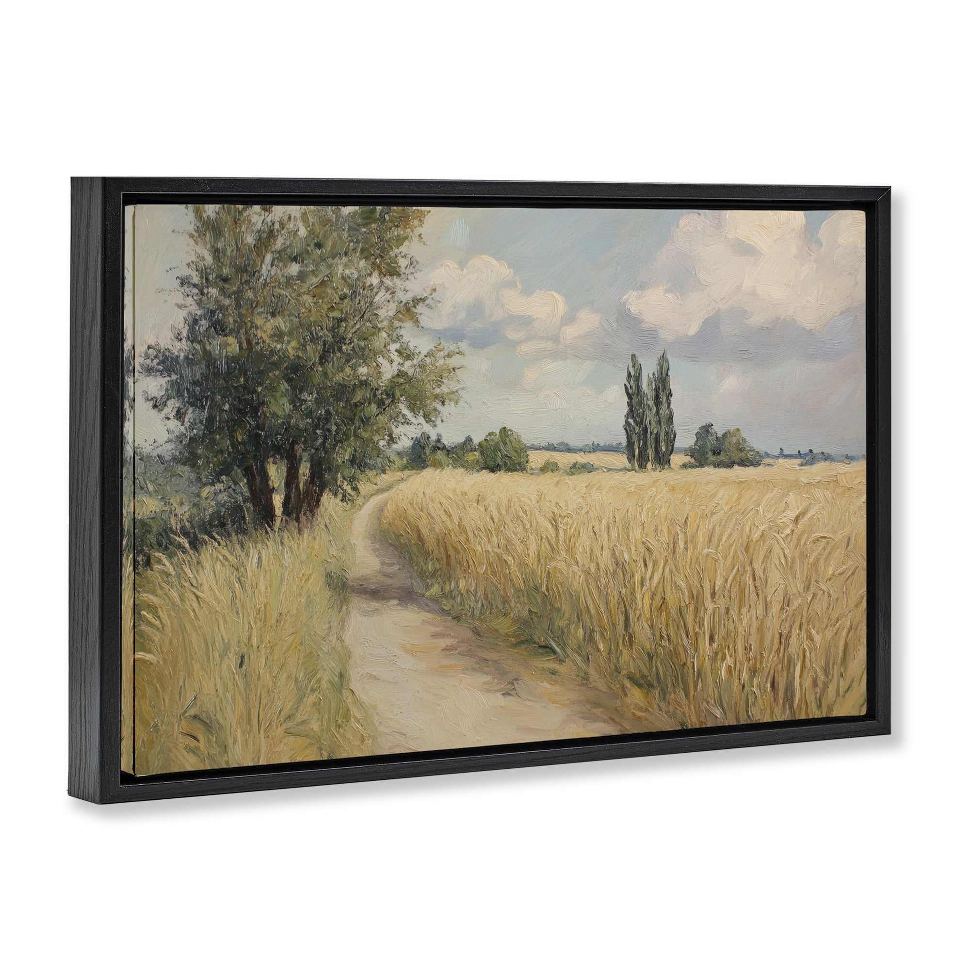 Stupell Industries Quiet Path Through Wheat Black Framed Floater Canvas Wall Art, design by Petal Prints Design