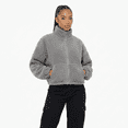 thumbnail image 3 of High Level HL Sherpa Fleece Crop Zip up Jacket Warm Soft Fluffy Cozy - Cream, Navy or Gray - Coats Tops Outerwear Comfort (Grey, S) (NavyBlue, S), 3 of 32