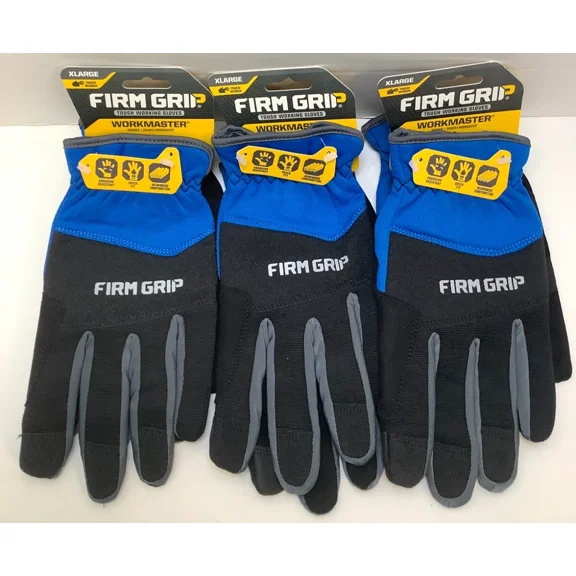 Firm Grip Workmaster Work Gloves, X-Large, Touch Screen, Quick Fit, 3 Pairs