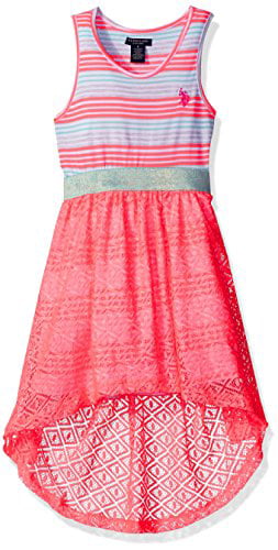US Polo Assn Little Girls' Navy Stripe Tank Dress 4 5/6 6X 