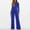 Blue, variant on Riforla Jumpsuits for Women Casual Jumpsuits Loose Fit Belted Dressy Long Sleeve Crewneck Autumn Jumpsuit Long Wide Legs Formal Rompers Women's Jumpsuit Red L