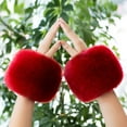 thumbnail image 1 of Mitaines Gants Rouges pour Femmes Manches Imitation Poignets d'Hiver avec Protecteurs de Poignets Épaissis comme des Peluches Chauds Coupe-Vent, 1 of 3