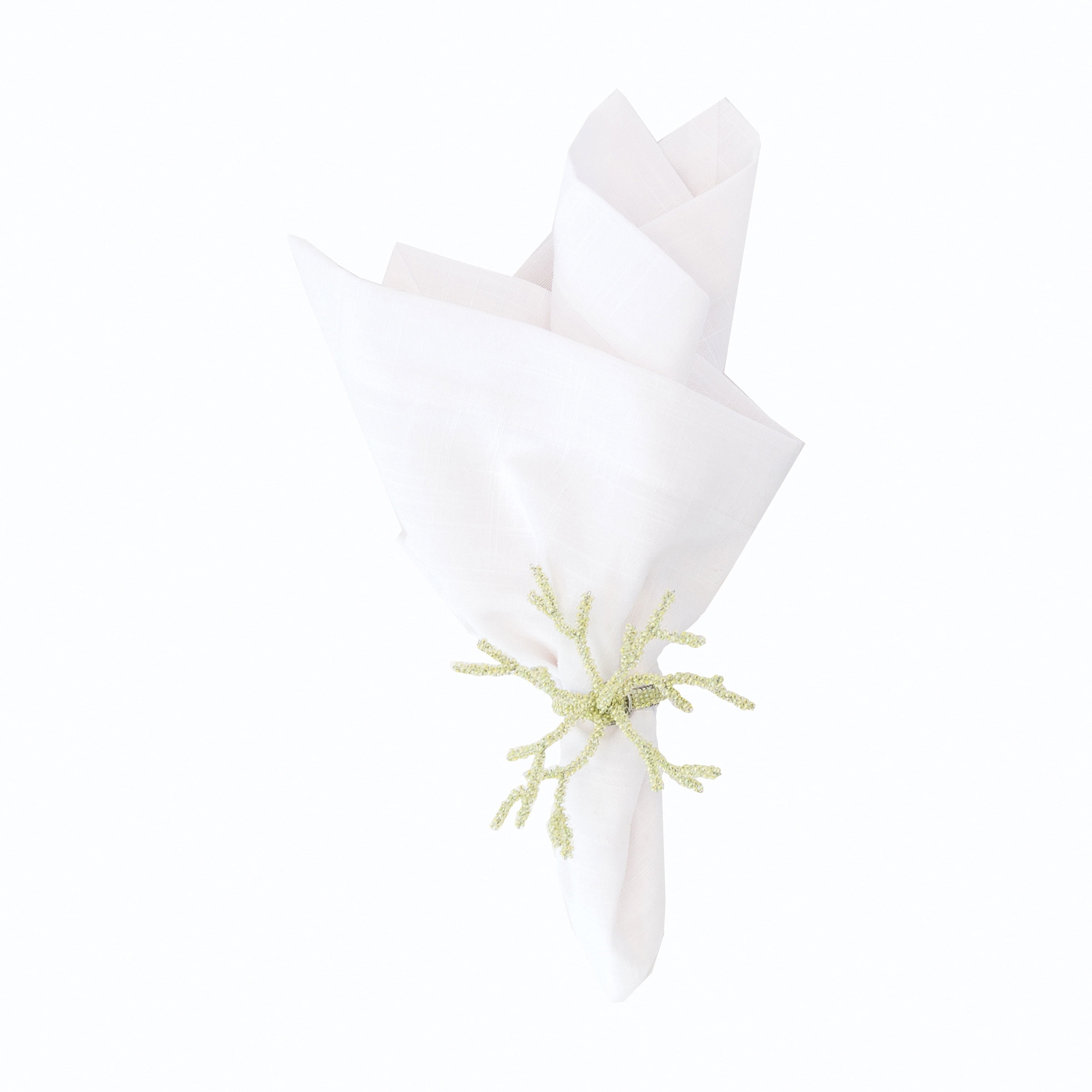 Beaded Spray Sea Glass Napkin Ring Set of 6