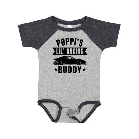 

Inktastic Poppis Lil Racing Buddy with Car Silhouette Gift Baby Boy or Baby Girl Bodysuit