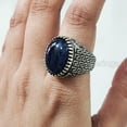 thumbnail image 4 of Sodalite Mans Ring, Natural Blue Sodalite, Unisex Ring, Oxidized Silver Jewelry, 925 Silver Ring, Birthday Gift, Heavy Men Ring, Arabic Design, Ottoman Style Ring, Christmas, Turkey Mens Signet Ring, 4 of 7
