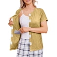 thumbnail image 2 of JoveMarine Women's Post-Surgery Short Sleeve Top with 4 Pockets Solid Color Round Neck Shirt Comfortable Recovery Wear for Daily Use Khaki XL, 2 of 9