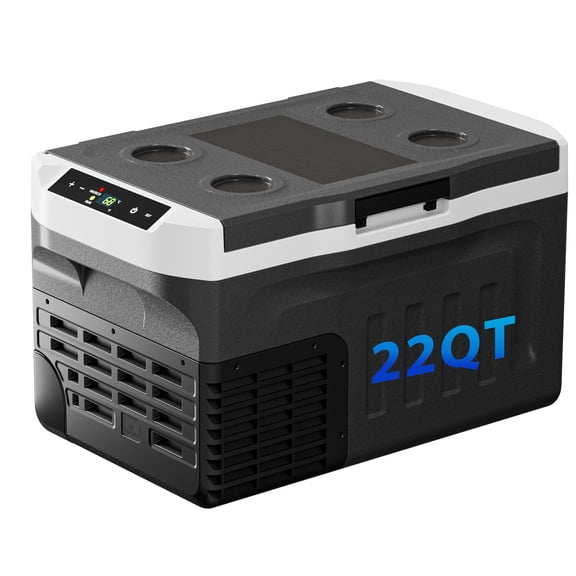 WINFIRE 22QT 12 Volt Portable Car Refrigerator, Compressor Fridge Freezer with -4℉ to 68℉ Temperature Range, 12V/24V DC & 110-240V AC Dual Power Electric Cooler for Truck, RV, Camper, SUV, Camping