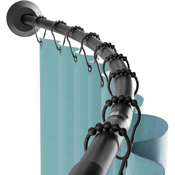 Rustproof Curved Shower Curtain Rod, No Drill Tension or Permanent Mount Adjustable Curved Shower Rod for Bathroom, Easy Install, Rounded for Extra Room, 50 to 72 Inches,