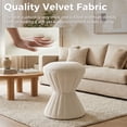 thumbnail image 4 of Leumius Velvet Ottoman,Upholstered Vanity Stool Chair,Sturdy Round Footstool for Makeup, Living Room, Bedroom, Entryway,Beige, 4 of 8