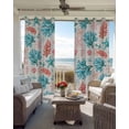 thumbnail image 6 of Teal Blue Red Coral Blackout Curtains for Bedroom Living Room Darkening Curtains 90 Inch Coastal Nautical Summer Beach Black Out Window Curtain Privacy Window Treatment Grommet Drapes 52"x90"x2, 6 of 9