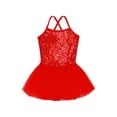 thumbnail image 3 of Yhong Ballet Dance Leotard for Kids Grils Shiny Sequined Tutu Dress Gymnastics Ballerina Skirts Red XXL, 3 of 6