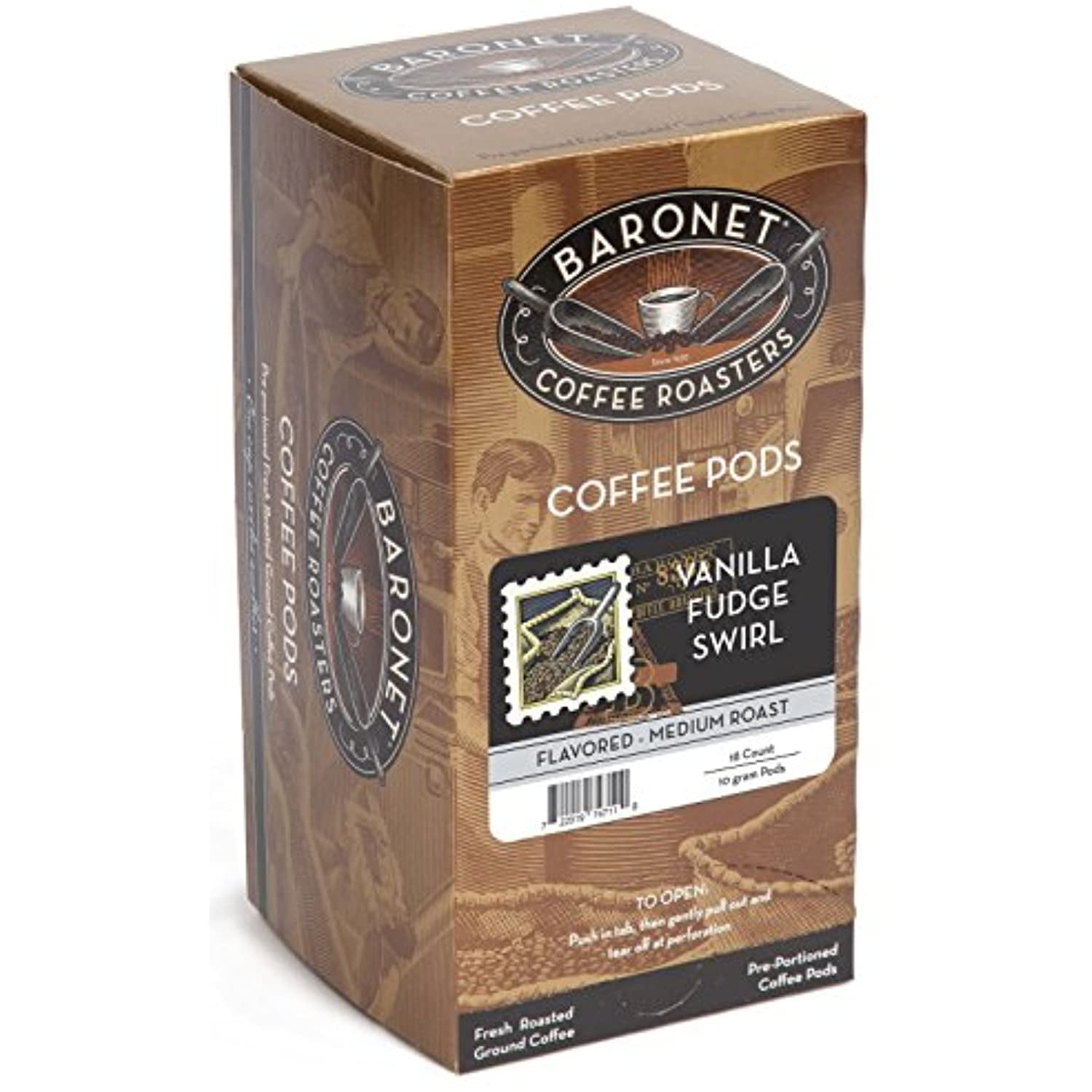 Coffee Vanilla Fudge Swirl Medium Roast, 18Count Coffee Pods