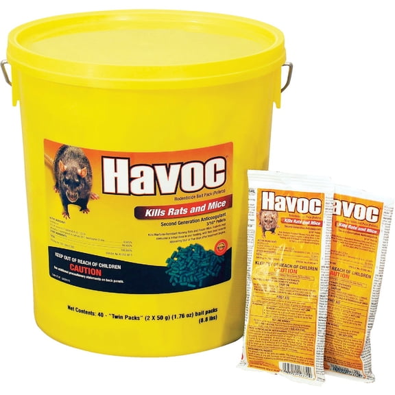Neogen Havoc Rat & Mouse Bait - Rodenticide Trap, Solid Form - 40 Piece Count — Residential Use, Standard Application