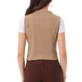 thumbnail image 3 of Chaleco de mezclilla sin mangas para mujer INSPIRE CHIC, con cuello en V y botones, casual, talla S, color caqui, 3 of 6