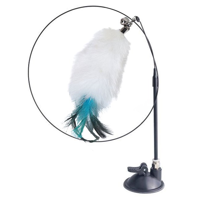 Cat Wand Suction Cup - Faux Feather Long Kitten Teaser Wand Pet Interactive Toy