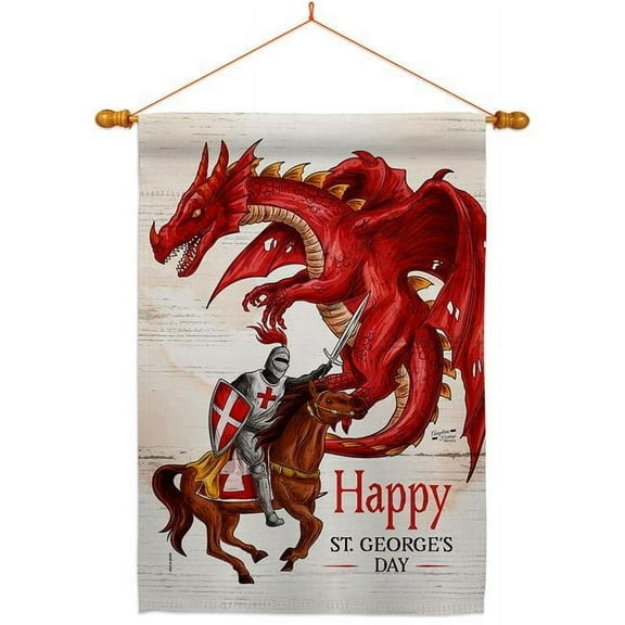 Angeleno Heritage HS130299-BO-03 28 x 40 in. St. Georges Day House Flag Set Interests Fantasy Double-Sided Decorative Vertical Flags & Decoration Banner Garden Yard Gift