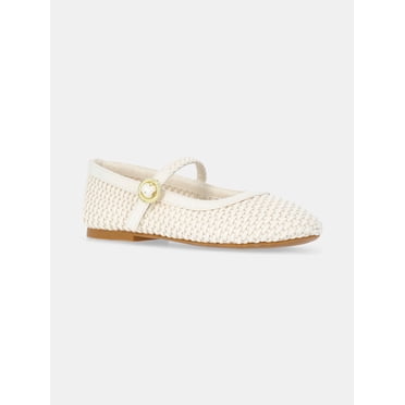 Wonder Nation Little and Big Girls' Woven Ballet Dress Shoes