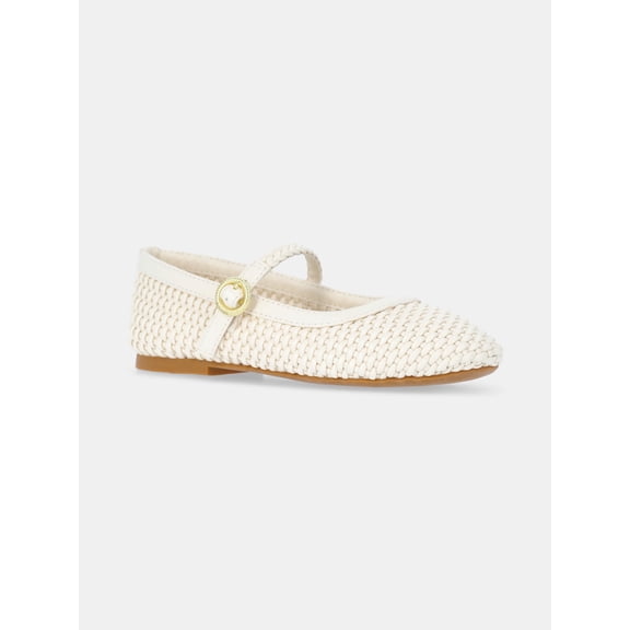 Wonder Nation Little and Big Girls' Woven Ballet Dress Shoes