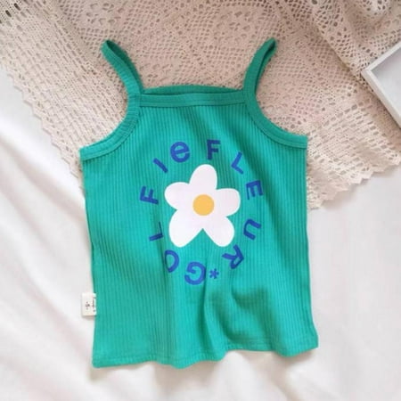 

Promotion!Girls Pink Daisy Print Sleeveless Camisole Vest Top Super Soft Undershirts