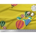thumbnail image 2 of Soimoi Yellow Moss Georgette Fabric Cloud & Hot Air Balloon Holiday Printed Fabric 1 Yard 42 Inch Wide, 2 of 3
