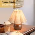 thumbnail image 4 of Vintage Wood Grain Table Lamp, Farmhouse Mini Bedside Lamp with Scalloped Shade for Small Spaces, Bedroom &,Home Decor, 4 of 7