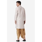 Royal Kurta Jacquard Silk Printed Cream Kurta and Bronze Dhoti Set for Men