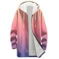 thumbnail image 2 of ZUKMRJPC Womens Long Hoodies Full Zip Up Gradient Color Casual Hooded Jackets Winter Warm Comfy Fleece Long Coats with Pockets, 2 of 4