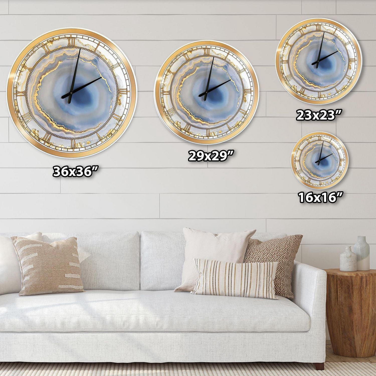 Designart 'Golden Water Agate' Oversized Fashion Wall Clock