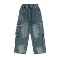 thumbnail image 3 of Generic Boys Cargo Jeans Baggy for Kids Comfortable Straight Leg Loose Fit Casual Pants Fashion Denim Trousers for Toddler and Big Boys 7-8 Years, 3 of 5