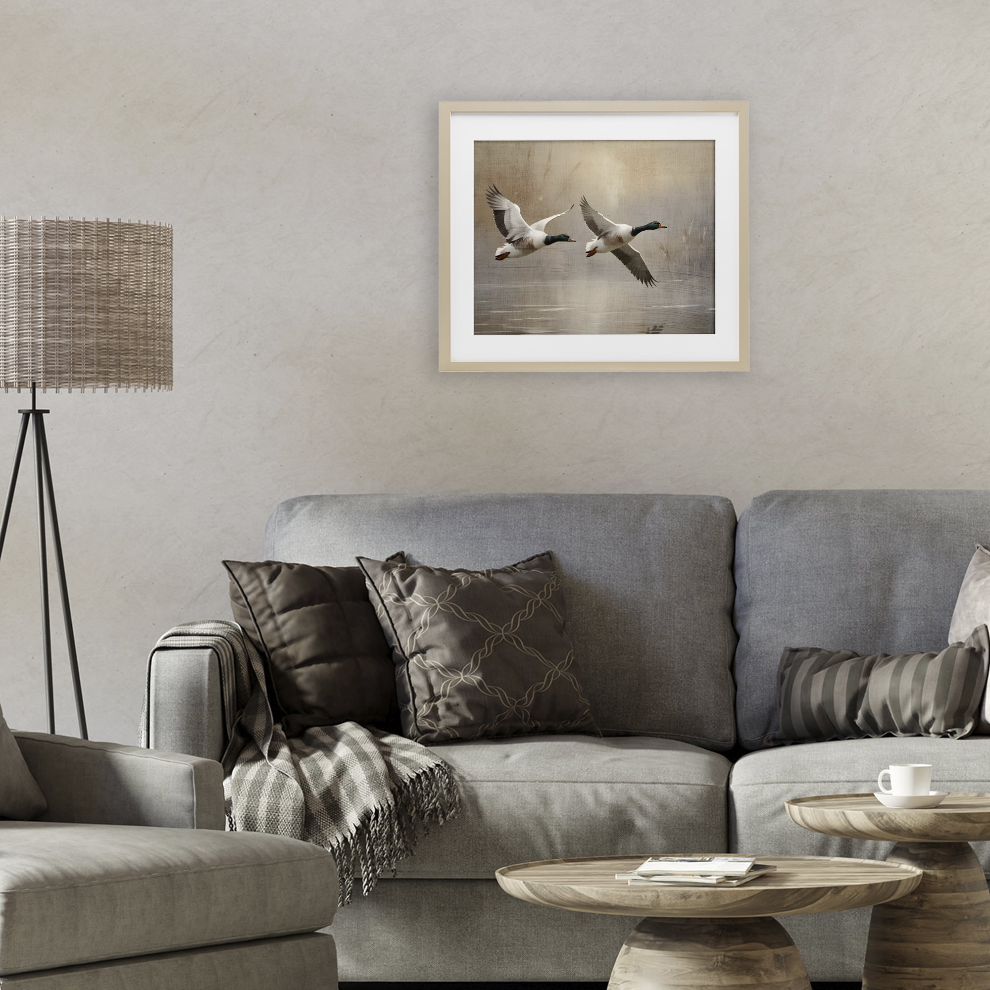 Stupell Industries Mallard Ducks over Pond Birch Framed Print Under Glass, design by Susan Arnot