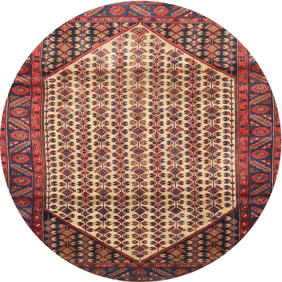 Ahgly Company Indoor Round Traditional Saffron Red Persian Area Rugs, 4' Round